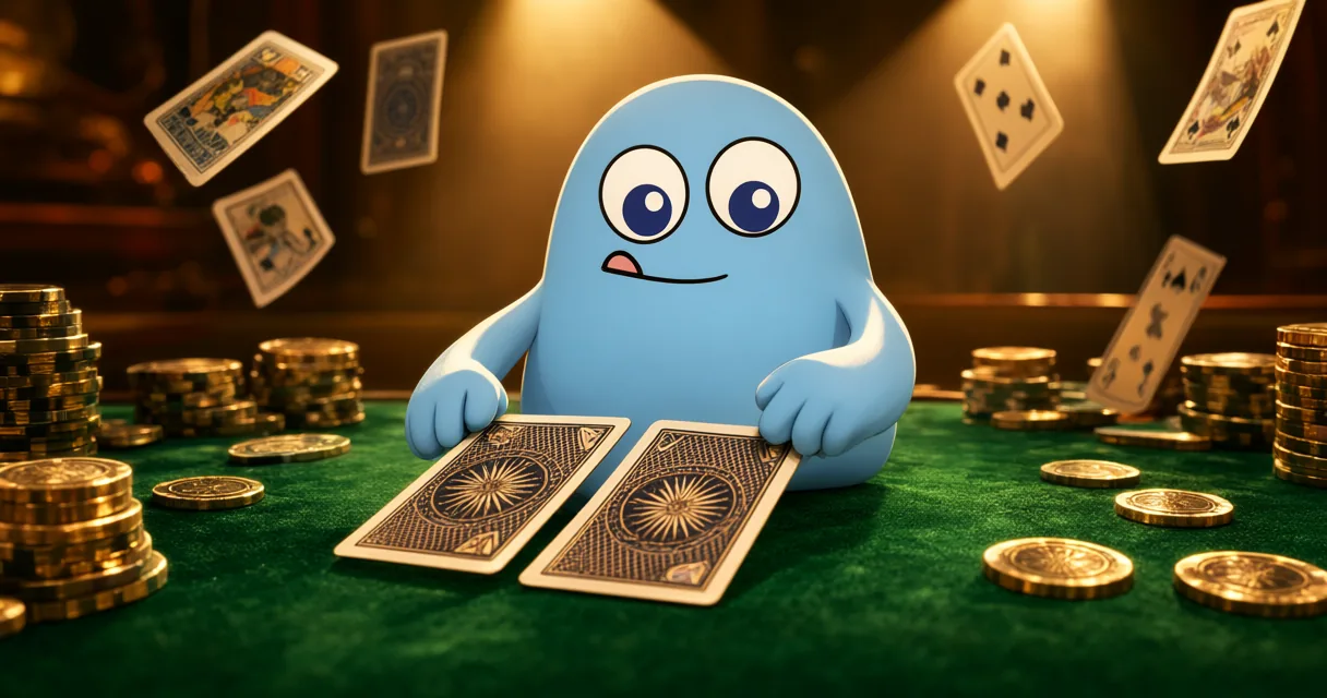 Blackjack table and playing cards setting the atmosphere